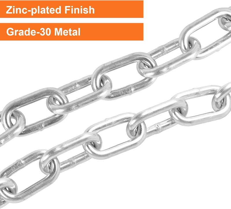 TeukRiGa 5/16" X 27" Grade 30 Steel Boat Trailer Safety Chain with Spring Clip Hooks 7000 lbs, 2 Pcs (5/16" X 27") - Image 3